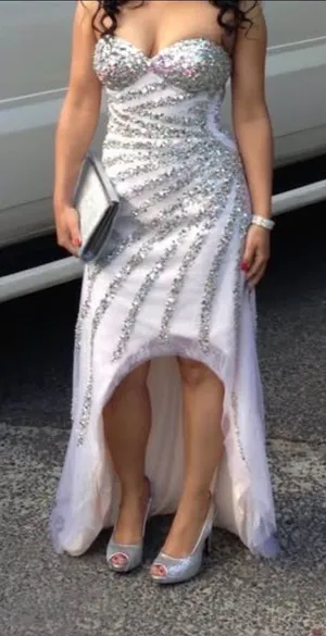Prom Dress Boubou Silver Size 6 thumbnail 1