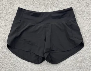 Lululemon Speed Up Shorts Mid Rise 4" Black Athletic Athleisure Women's 4 thumbnail 1