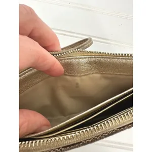 Coach Penelope Zip Wristlet Wallet Turn-Lock Gold Brown Signature Gold Liner Y2K thumbnail 11