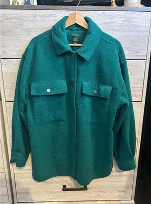 Wild Fable Dark Teal Green Oversized Shacket Button Down Shacket Medium thumbnail 1