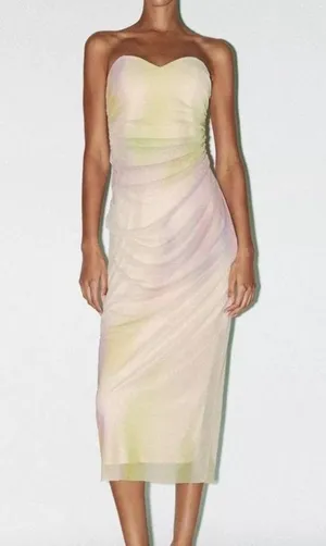 Zara NWT tie dye print midi tulle mesh dress thumbnail 1