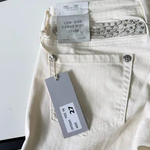 NWT Miss Me Low-Rise Cargo Wide Leg Jeans - Off White Angel Wings ✨ Size 27x30 thumbnail 14
