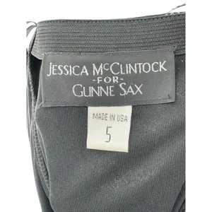 90s VTG Jessica McClintock Gunne Sax Sz. 5 Black Silver‎ Glitter Strapless Dress thumbnail 8