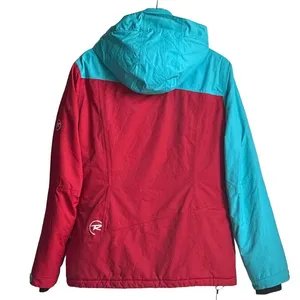 Rossignol Women XL Ski Jacket Red Teal Colorblock Hooded Winter Coat XL Gorpcore thumbnail 3