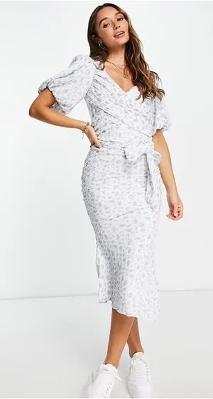 ASOS Floral Puff-Sleeve Maxi Dress thumbnail 1