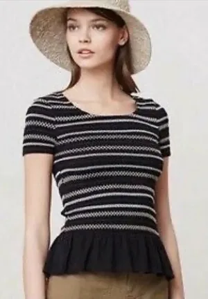 ANTHROPOLOGIE Meadow Rue Smocked Peplum Top thumbnail 1