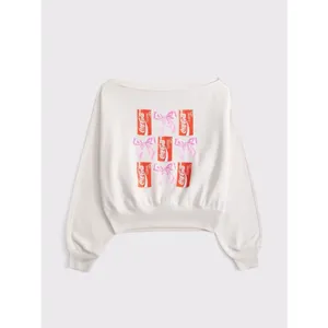 Abercrombie Coca Cola Sunday Slash Off Shoulder Sweatshirt NEW thumbnail 2