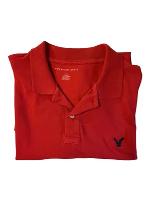 American Eagle Men's Classic Fit Polo Shirt - Red, Size Large thumbnail 3