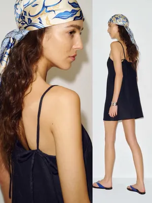 Reformation • Aubree Linen Dress black mini a-line shift tie spaghetti straps thumbnail 9