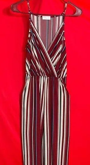 Pink lily red stripped jumpsuit thumbnail 1
