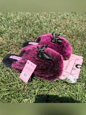 Juicy Couture women Fuchsia pink Faux Fur slippers thumbnail 3