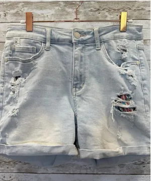 Judy‎ Blue Womens M Shorts Aztec Pockets Peek Patches Cuffed High Rise JB150137 thumbnail 1