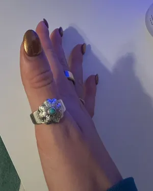 Target Silver Floral Turquoise Accent Ring thumbnail 1