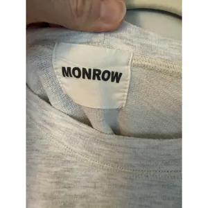 Monrow Women's Thin Heather Grey Pull Over Lightweight Sweatshirt Sz S thumbnail 2