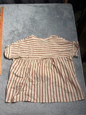 Madewell Striped V-Neck Women’s Top in Cream and Rust medium cotton thumbnail 4