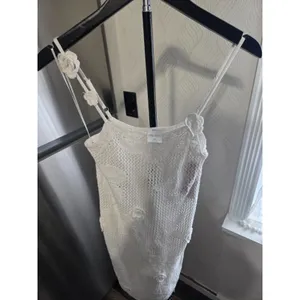 wild fable White Crochet Slip Dress with Floral Appliqués thumbnail 4