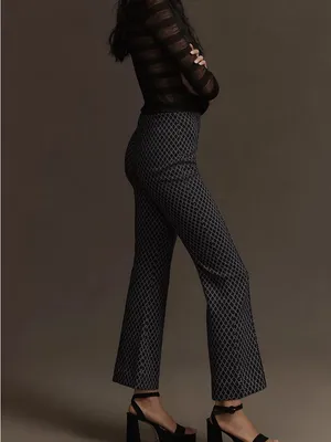 Maeve by Anthropologie The Margot‎ Argyle Kick Flare Crop Pull On Pants thumbnail 2