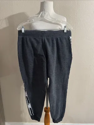 PINK Victoria's Secret Black Jogger Pants with White Logo Side Trim thumbnail 5