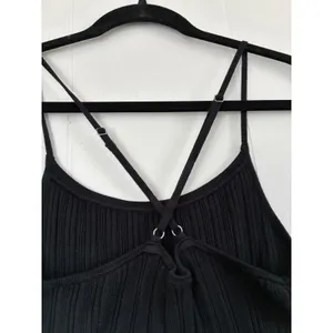 Abercrombie & Fitch Black Ribbed Knit Mini Dress‎ Strappy Cross Back Womens XS thumbnail 5