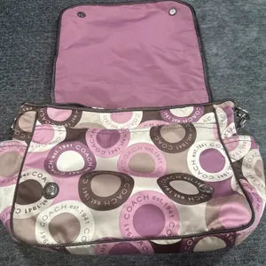 Coach Signature Snaphead F18377 Pink Multifunction Diaper Baby Messenger Bag Pad thumbnail 13