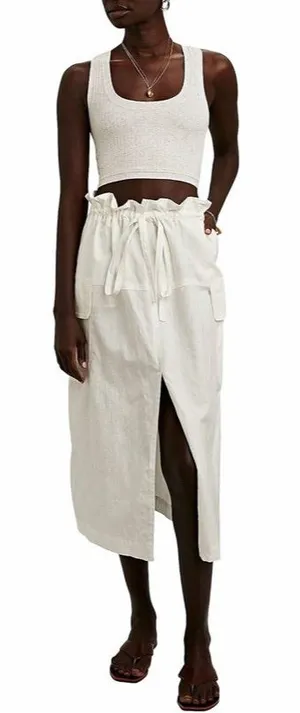 ALC Frank Womens Cecilia Linen-Blend Midi Skirt White Womens‎ Size 4 thumbnail 1