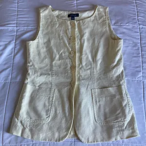 Ann Taylor Butter Yellow Linen Vest thumbnail 3