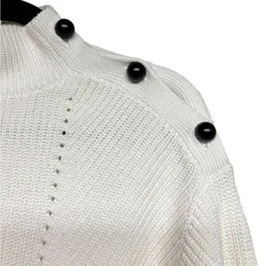 Joie Mock‎ Turtleneck Button Detail Sweater Cream XXS thumbnail 3