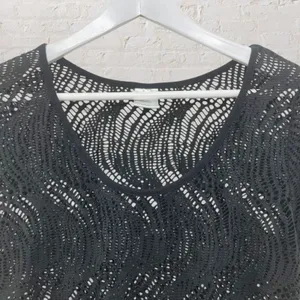 Alexa & Stella Black Crochet Mesh Swim Cover-Up Dress L Beachy Summerdress Chic thumbnail 7