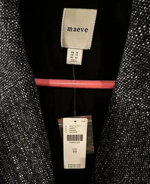 Maeve Anthropologie Black and Gray Women's Jacket Blazer size 10 thumbnail 2