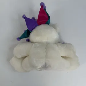 Vintage Cloud 9 Jester‎ Joker White Teddy Bear Stuffed Animal Plush Toy 9" thumbnail 6