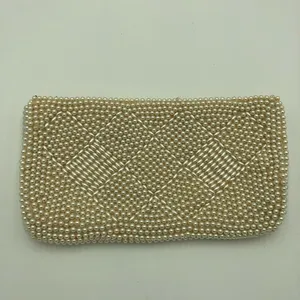 Vintage Cream/White Pearl Style Beaded Clutch OS thumbnail 2