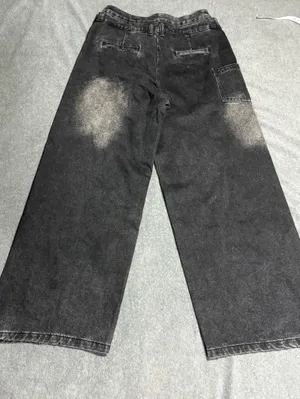 Commense Dark Cross Front Wrap Wide-Leg Denim Jeans Size M thumbnail 3