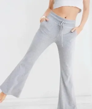 Aerie Kick It Flare Velour High Waisted Pant Grey size Medium thumbnail 1