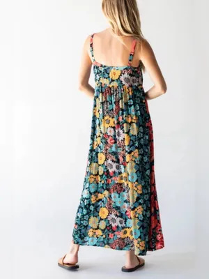 Natural Life Sidney Colorful Floral Boho Crinkle Maxi Dress Size Small thumbnail 3