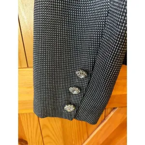 WD.NY Long Sleeve Black White Houndstooth Blazer Jeweled Buttons Size 14 (8756) thumbnail 3