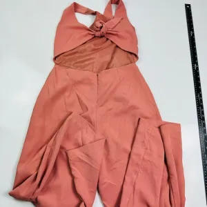 Shinestar Salmon Coral Wide Leg Tie Back‎ Pant Jumpsuit Crop Romper Large thumbnail 1