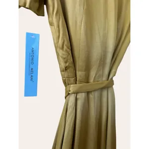 Antonio Melani Layla Satin Faux Wrap Asymmetrical Bright Olive Dress Size 0 thumbnail 6