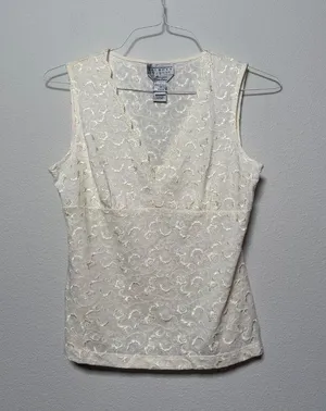 Vintage Cream White Y2K Romantic Tank Top thumbnail 1
