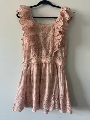 LoveShackFancy Dora Dress in Pink Parfait Size L thumbnail 4