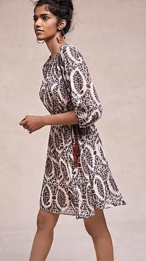 Floreat by Anthropologie Women's Zhara‎ Floral Paisley Sheer Peasant Dress Small thumbnail 1