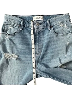 Abercrombie & Fitch Curve Love High Rise Straight Leg Distressed Jeans Sz 29/8R thumbnail 5