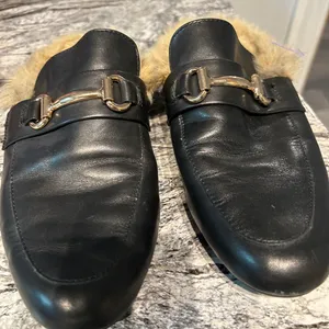 Steve Madden Black and Gold Mules with Horsebit Hardware thumbnail 1