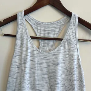 Lululemon Essentials Pleated Racerback Tank Top Sz 6 Tiger Space Dye Hail White‎ thumbnail 6