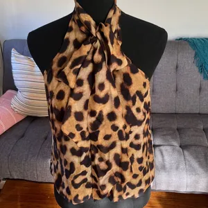 L'AGENCE Silk Leopard Print Sleeveless silk blouse with neck bow size XS thumbnail 3