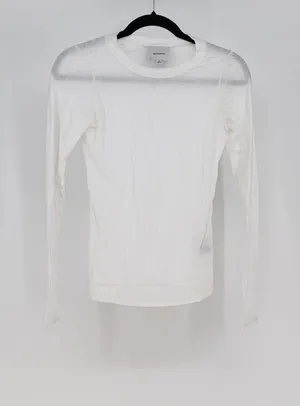 Reformation Women's Organic Cotton Tercel Crew Neck Long Sleeve Tee Shirt XS thumbnail 1
