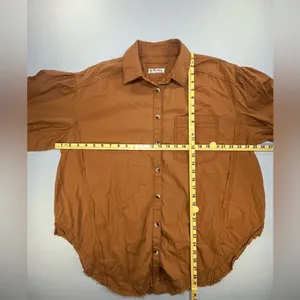 We The Free People Oversized Puffed Sleeve Button Down Raw Hem Shirt Medium thumbnail 8