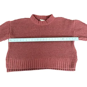 Altard State Brick‎ Red Chunky Waffle Knit Mock Neck Pullover Sweater Womens M thumbnail 3