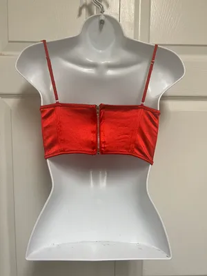 UNBRANDED Red Chain Strap Cropped Top thumbnail 3