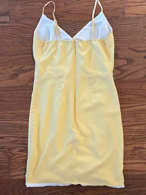 Lavender Brown Silk Wrap Mini Dress Size Small Butter Yellow Cocktail Wedding thumbnail 9