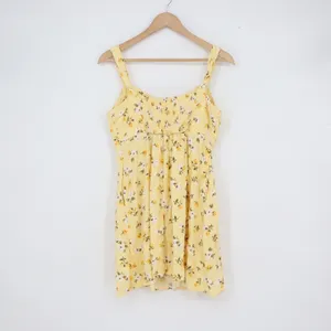 Old Navy Yellow Floral Rayon Mini Sundress Smocked Back Medium thumbnail 5
